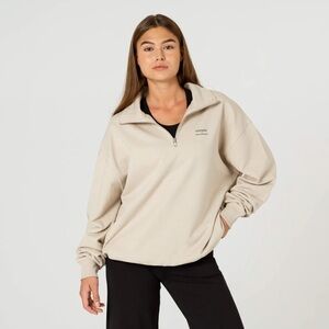 Ninepine MEDIUM Quarter-zip relaxed sweater in Dust